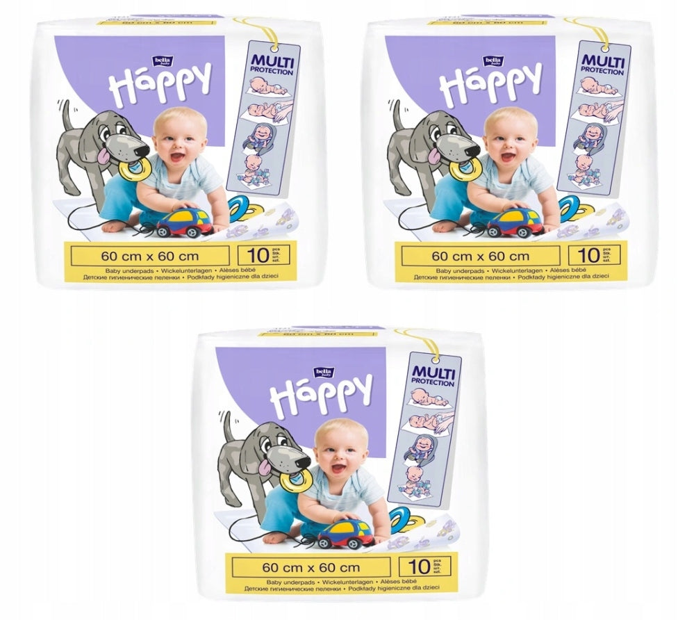 SET OF 3X HYGIENE PADS FOR CHILDREN HAPPY 60x60 CM 10PCS