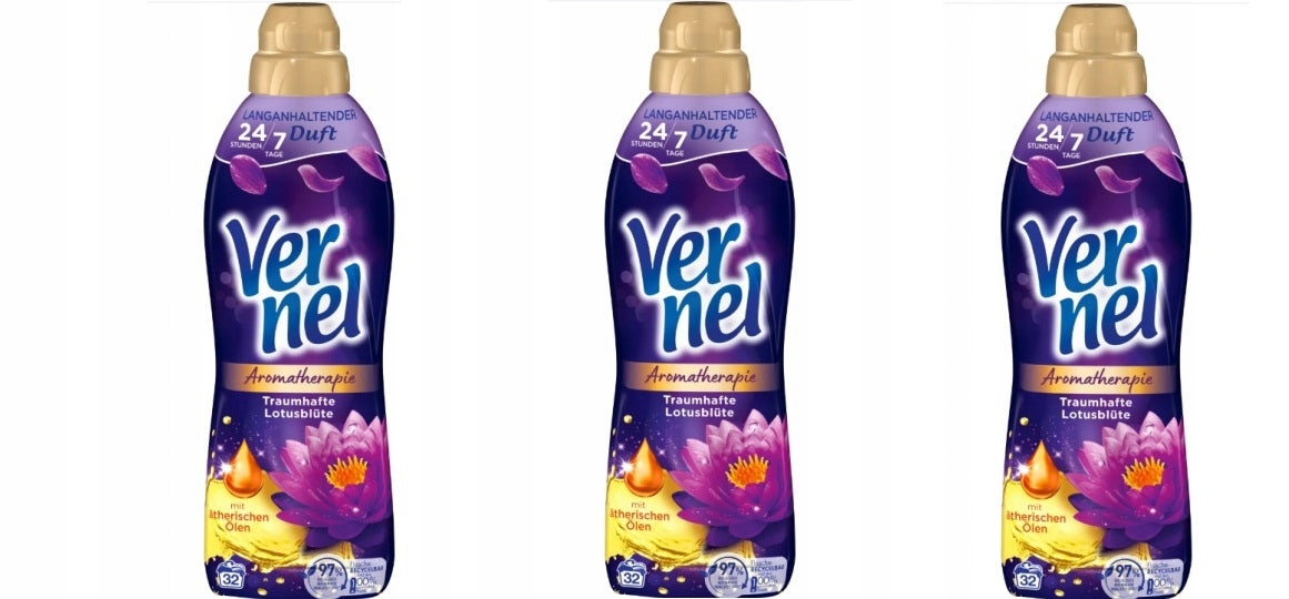 SET OF 3pcs VERNEL Aromatherapie LOTUS softener 800ml 32 washes DE