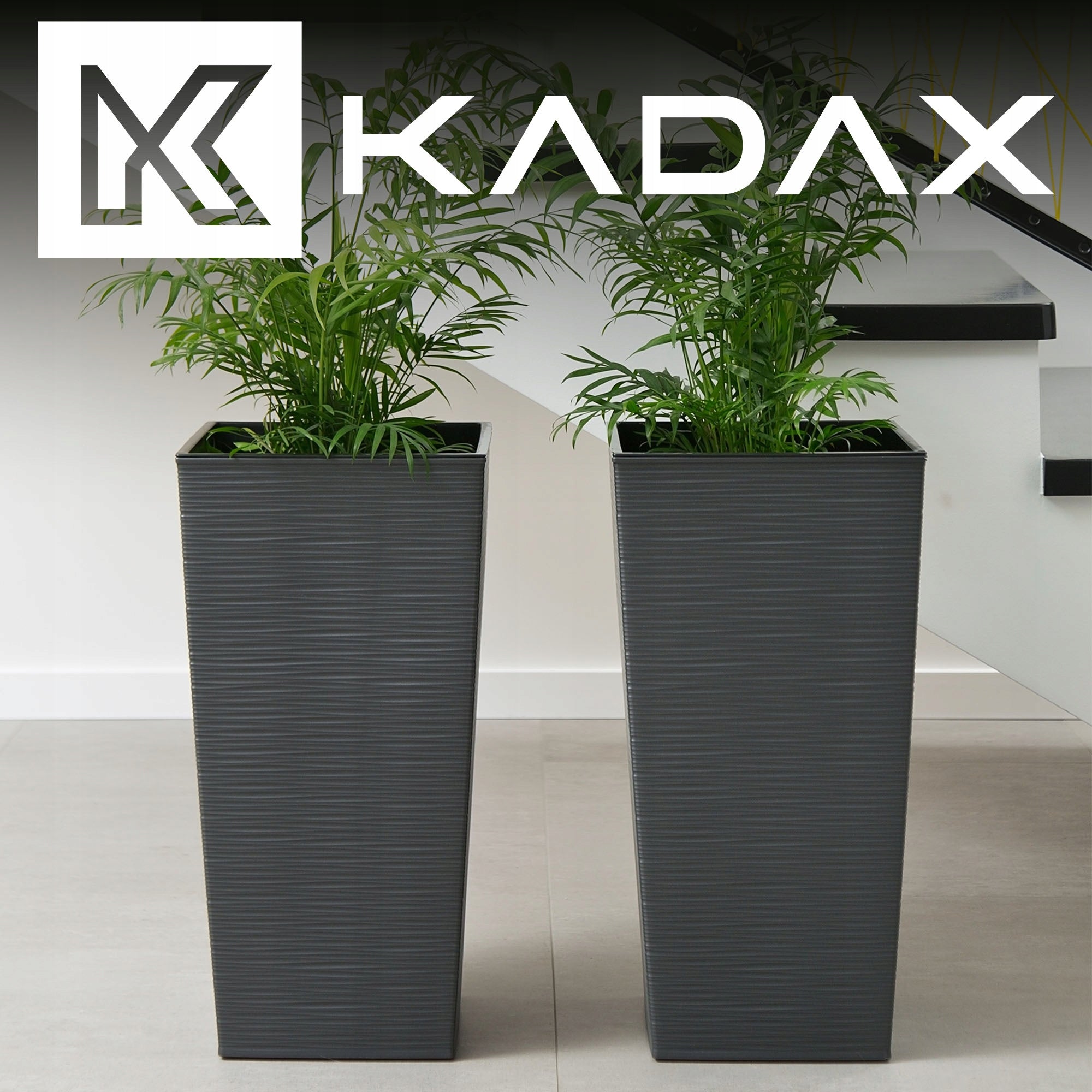 SET OF 3x GARDEN PLANTER LARGE HIGH + CARTRIDGE GRAPHITE 47+57+68 cm Packaging status original
