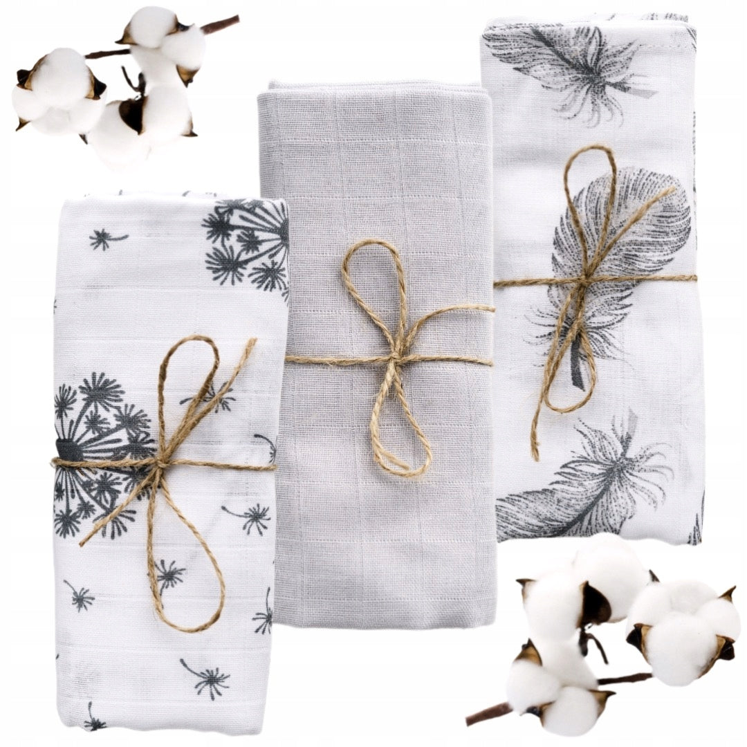 SET OF 3x MUSLIN DIAPERS POLISH 80x70cm PREMIUM FROM BabyU