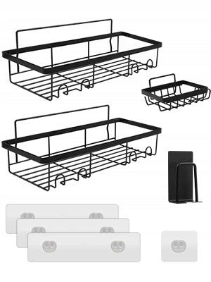 SET OF 4 BATHROOM SHOWER SHELF WITHOUT DRILLING + SOAP DISH S93 EAN (GTIN) 5905644479395