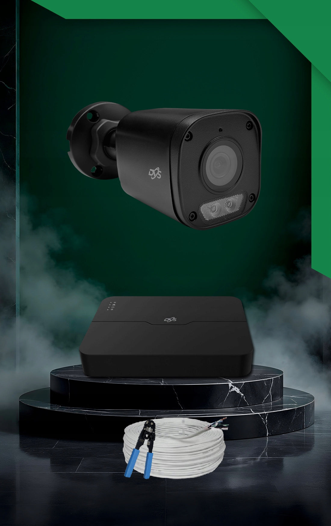 SET OF 4 BLACK CAMERAS FOR MONITORING 8MPX IP POE 4 EXTERNAL CAMERAS Packaging status original