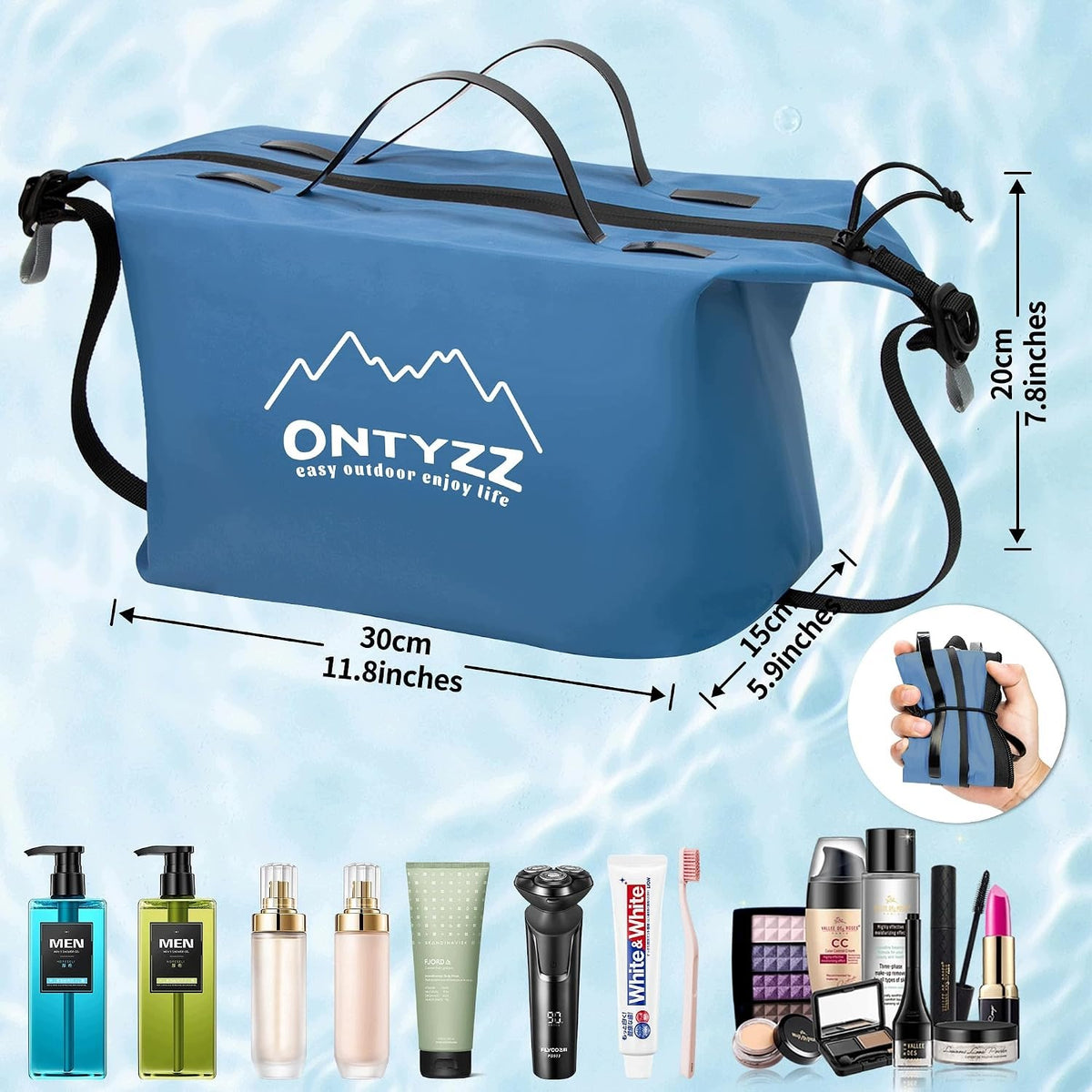 SET OF 4 CUBES ORGANIZERS FOR COMPRESSION SUITCASE TPU WATERPROOF Color blue