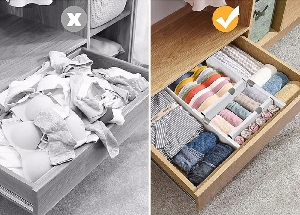SET OF 4 DRAWER ORGANIZERS COMPARTMENT SEPARATOR WHITE GLOSS Length 54 cm