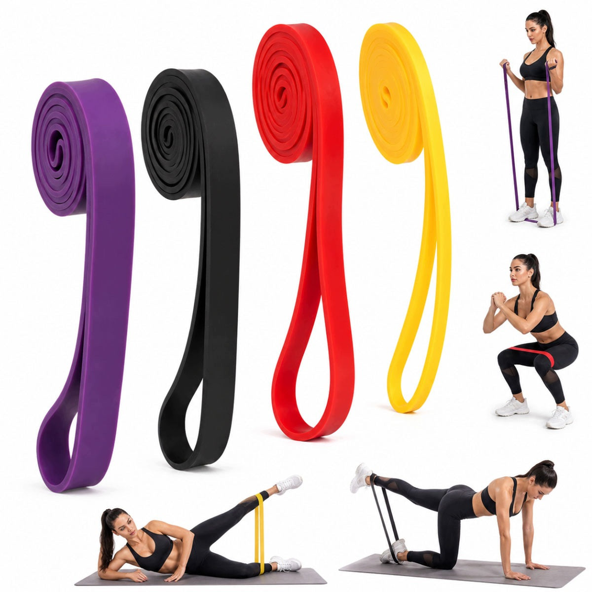 SET OF 4 EXERCISE GUMS Fitness Resistance Bands STRONG for XXL Training