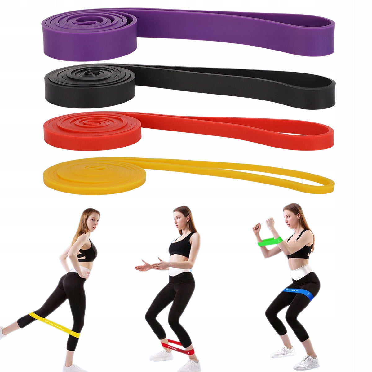 SET OF 4 EXERCISE RUBBERS POWER BAND FITNESS TRAINING RESISTANCE BANDS 4-56kg