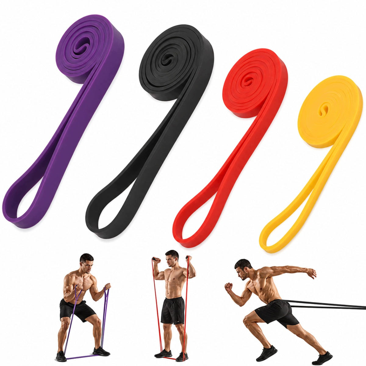 SET OF 4 EXERCISE RUBBERS POWER BAND RUBBER STRONG RESISTANCE BAND FITNESS QUALITY