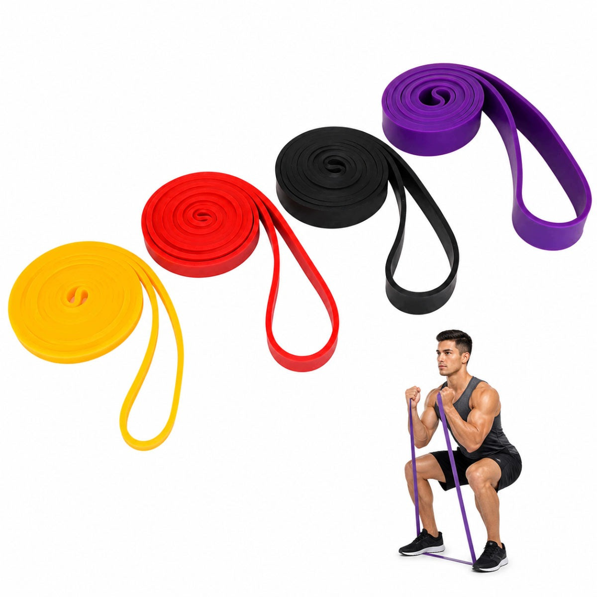 SET OF 4 EXERCISE RUBBERS POWER BAND fitness resistance rubberS HIGH QUALITY