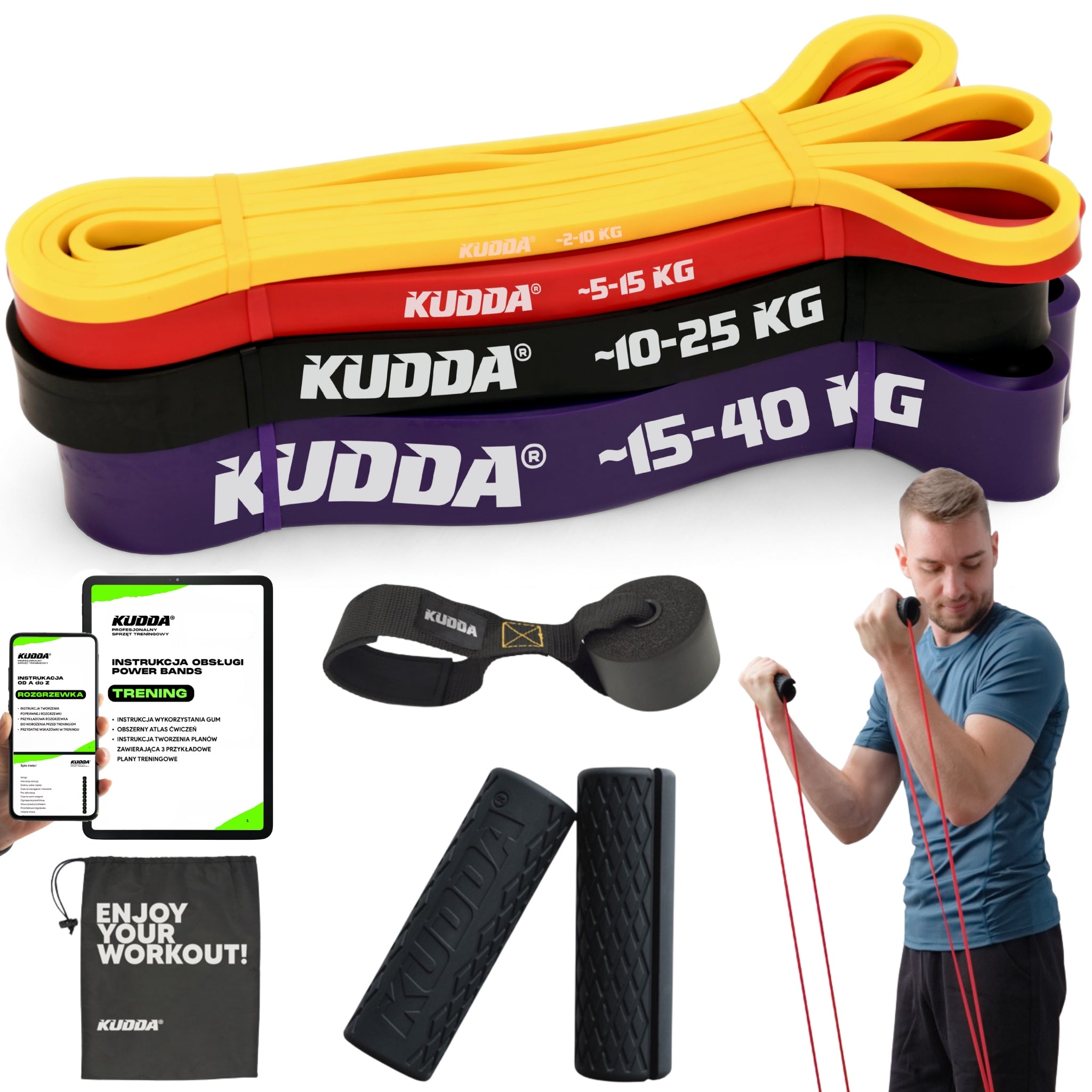 SET OF 4 EXERCISE RUBBERS POWER BAND rubber strong resistance band fitness KUDDA
