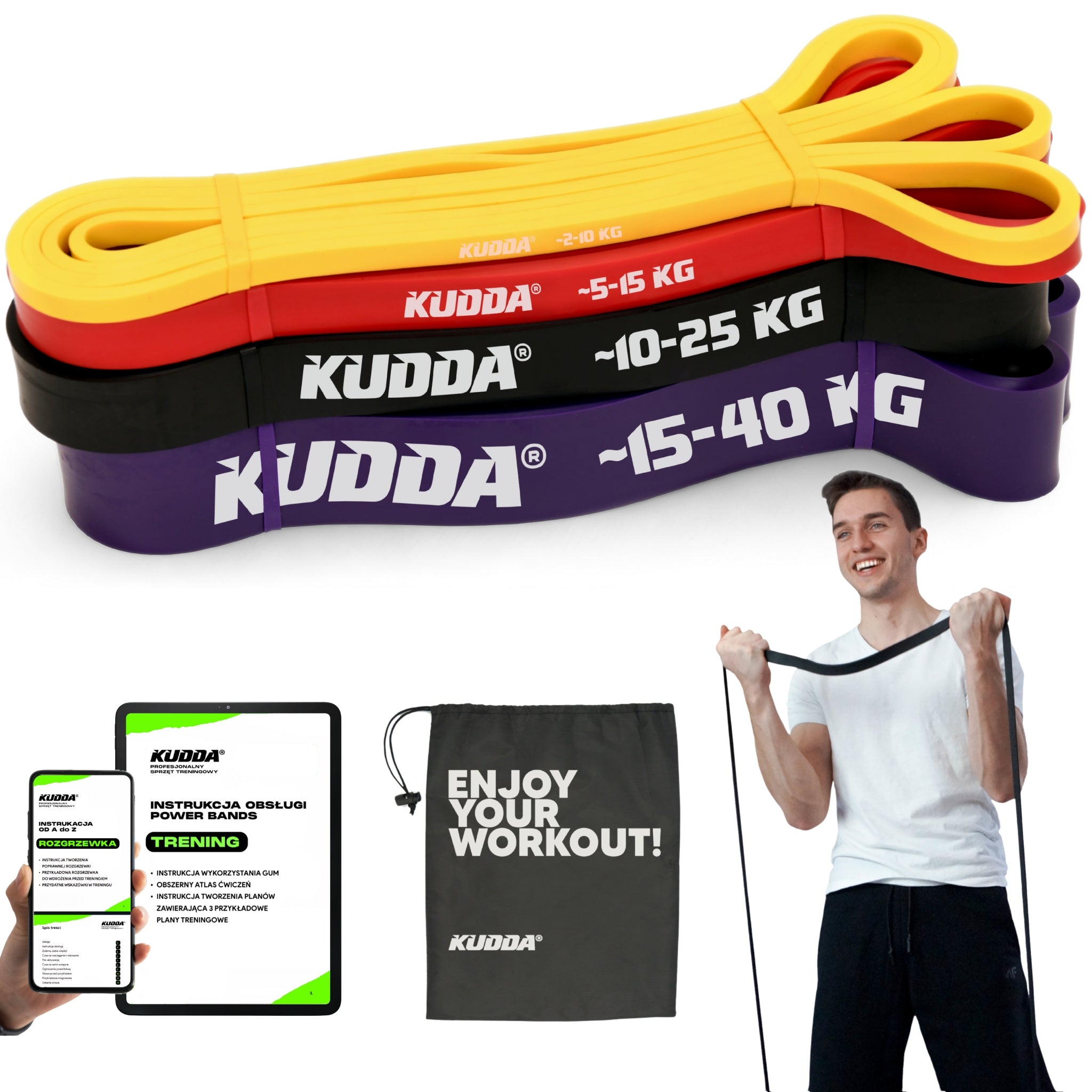 SET OF 4 EXERCISE RUBBERS POWER BAND rubber strong resistance band fitness KUDDA