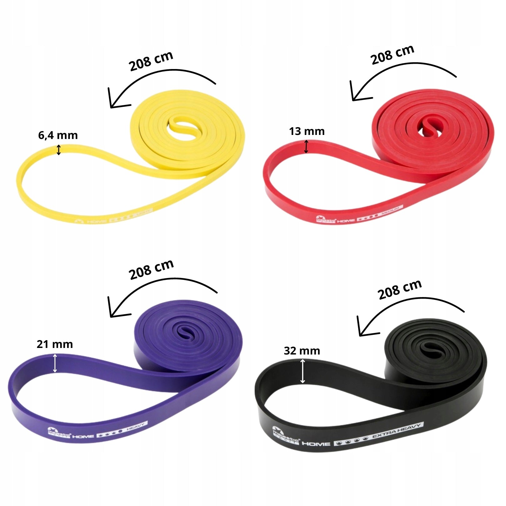 SET OF 4 EXERCISE RUBBERS RESISTANCE FITNESS RUBBER STRONG HOME BAND 39 KG Number of pieces in the set 4