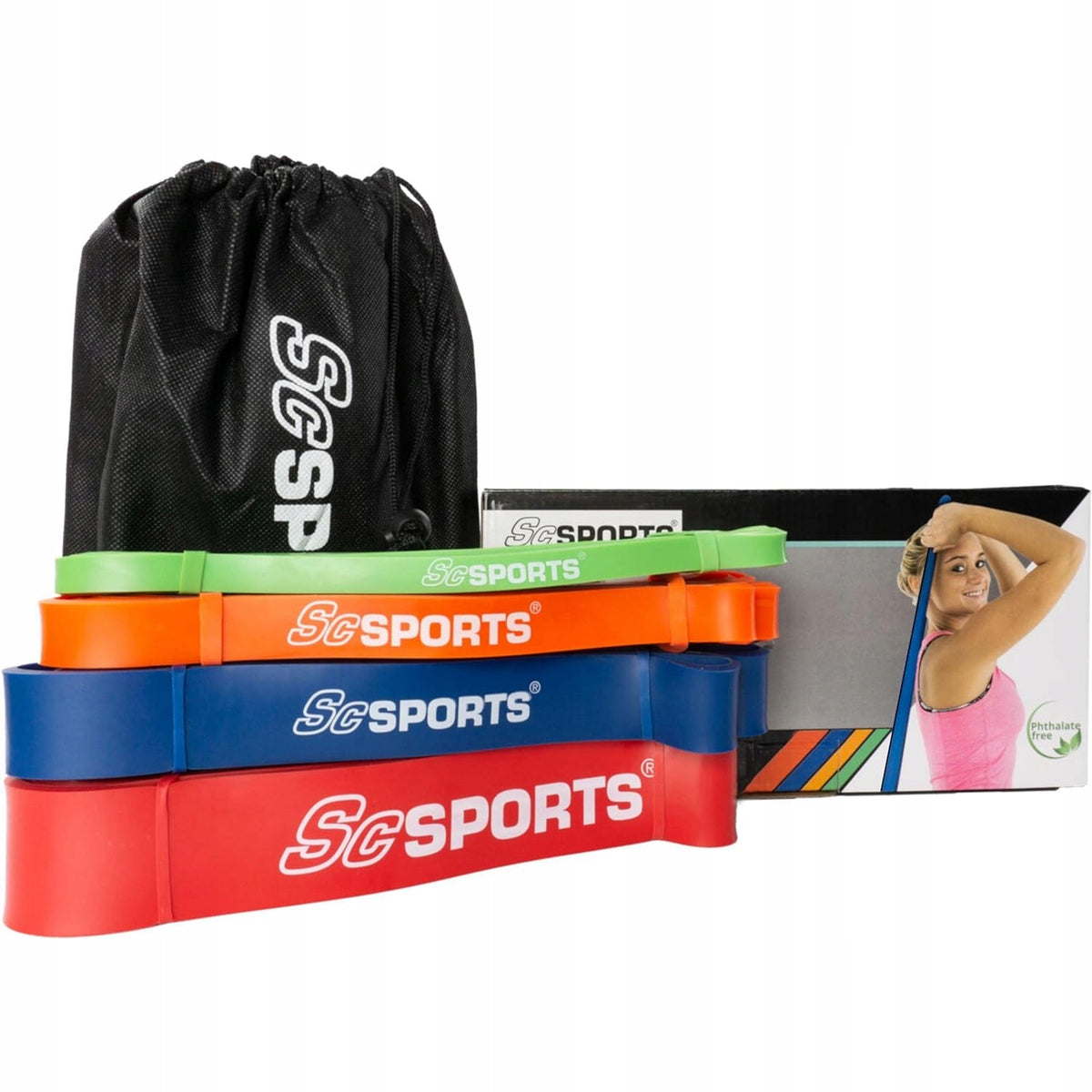 SET OF 4 FITNESS BANDS FOR RESISTANCE EXERCISES