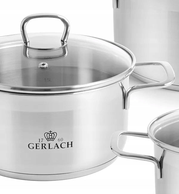 SET OF 4 POTS GERLACH INDUCTION GAS BRAVA STAINLESS STEEL 4 LIDS Number of items in the set 8
