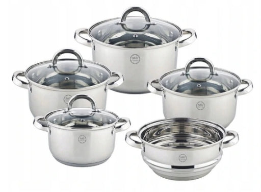 SET OF 4 POTS MG HOME VERSO STEEL SET OF 9 ELEMENTS INOX INDUCTION Brand MG Home