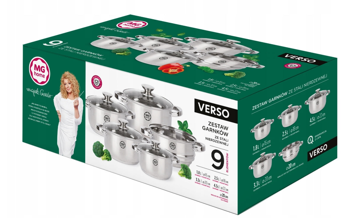 SET OF 4 POTS MG HOME VERSO STEEL SET OF 9 ELEMENTS INOX INDUCTION Material stainless steel