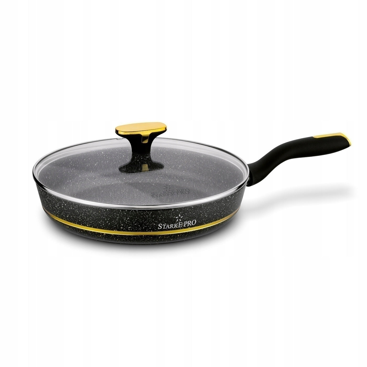 SET OF 4 POTS with lids + PAN 10 el Golden Marble Starke Pro Material aluminum