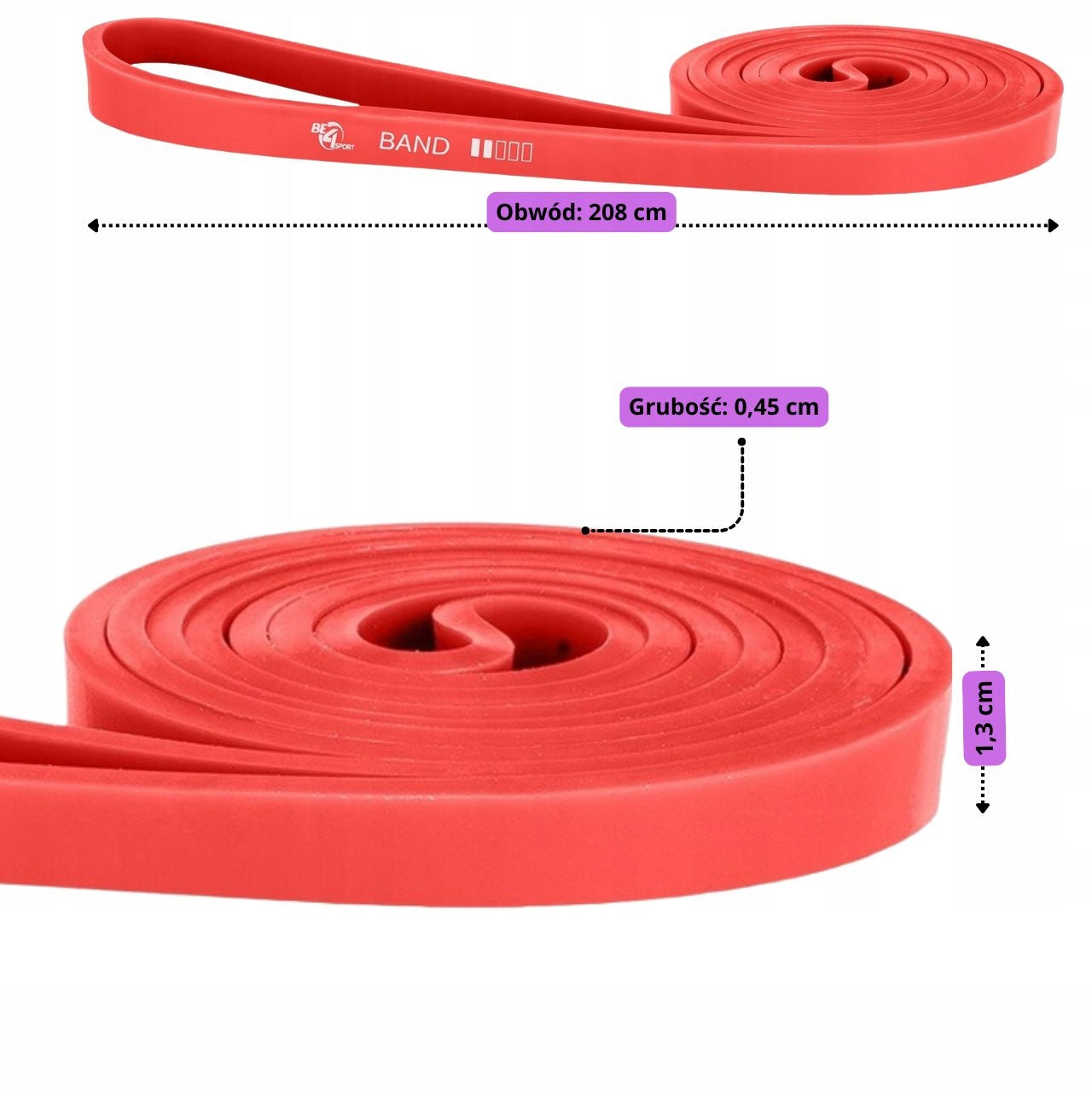 SET OF 4 RUBBER POWER BAND + RESISTANCE RUBBER HOLDER FOR PULL-UP RESISTANCE 2-36kg Manufacturer code 106