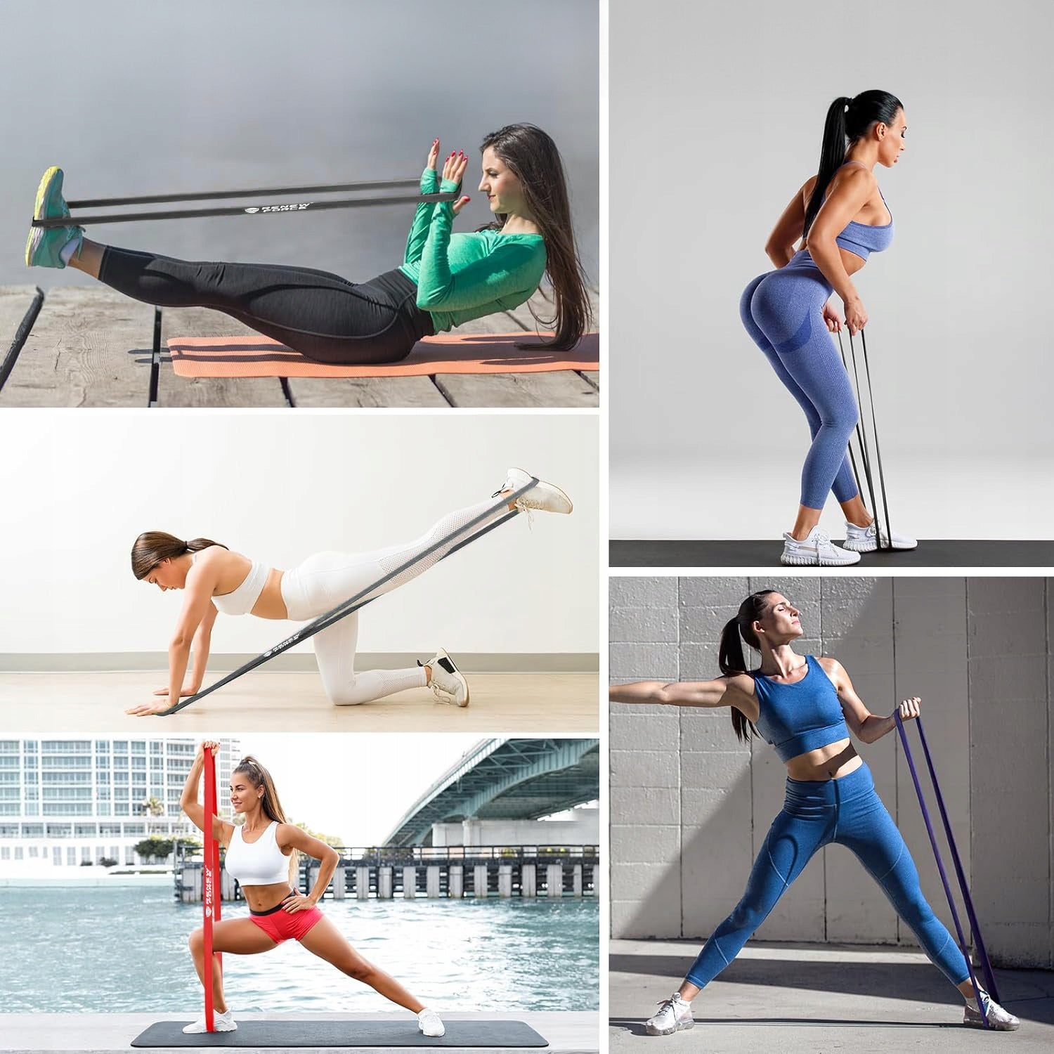 SET OF 4 RUBBERS FOR EXERCISE Fitness + JUMP ROPE Resistance Bands STRONG for Training Length 2080 cm