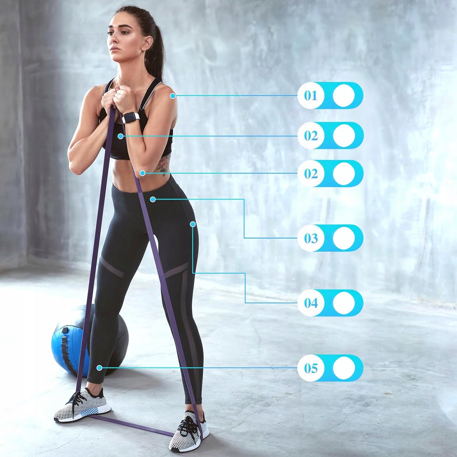 SET OF 4 RUBBERS FOR EXERCISE Fitness + JUMP ROPE Resistance Bands STRONG for Training Manufacturer code GUMA DO PODCIĄGANIA ROZCIĄGANIA GIMNASTYCZNA