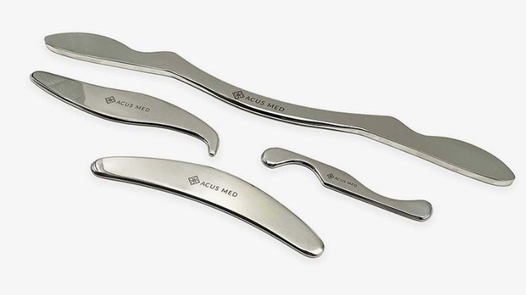 SET OF 4 SOFT TISSUE THERAPY TOOLS IASTM IN CASE ACUS MED Manufacturer code ZESTAW 4 NARZĘDZI DO TERAPII IASTM
