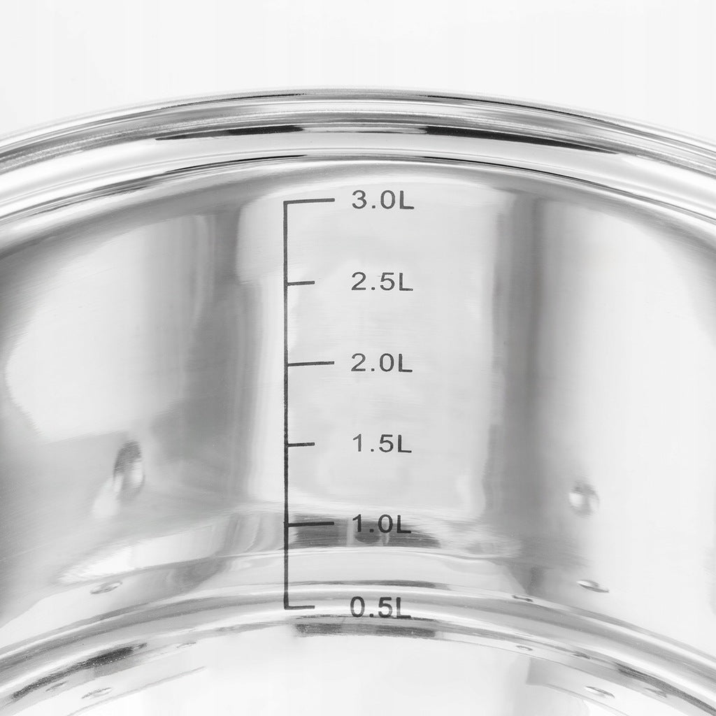 SET OF 4 STAINLESS POTS + COVERS SET OF STEEL POTS INDUCTION GAS Line GARNEK NIERDZEWNY