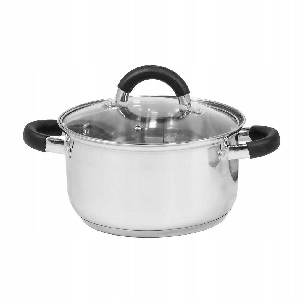 SET OF 4 STAINLESS POTS + COVERS SET OF STEEL POTS INDUCTION GAS Material stainless steel