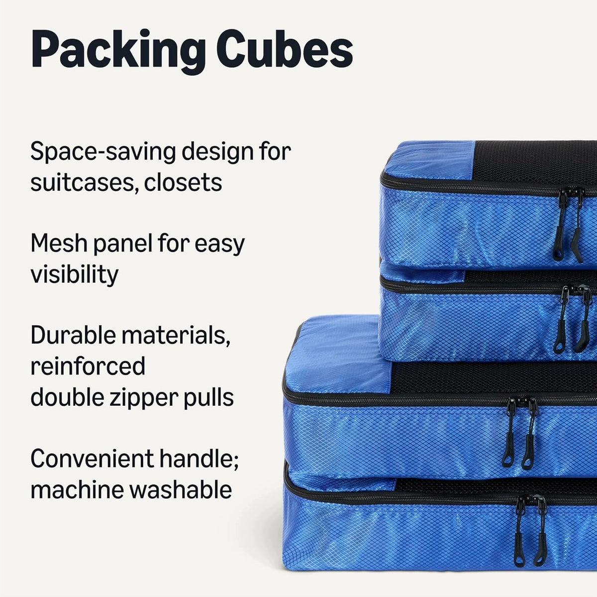 SET OF 4 SUITCASE PACKING ORGANIZERS BLUE CUBE MESH Color transparent