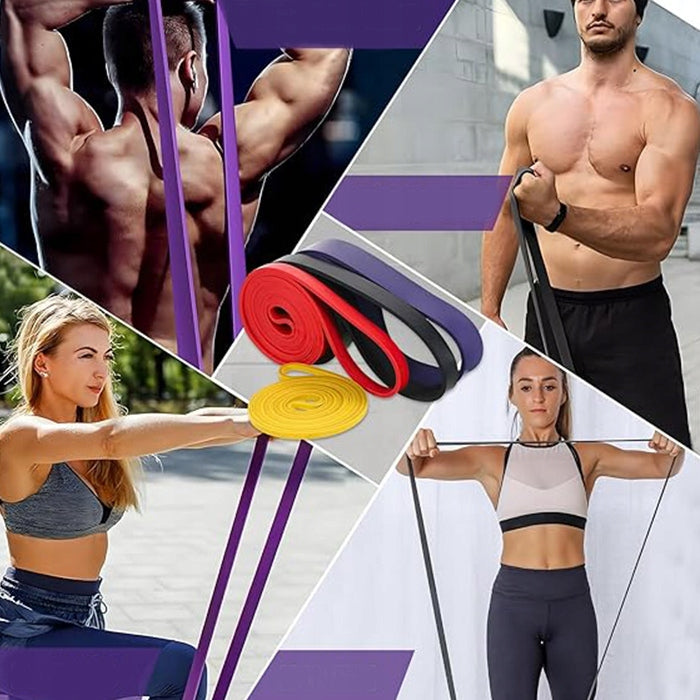 SET OF 4 TRAINING EXERCISE RUBBERS 2-40KG RUBBER RESISTANCE BANDS FITNESS CROSSFIT Packaging status original