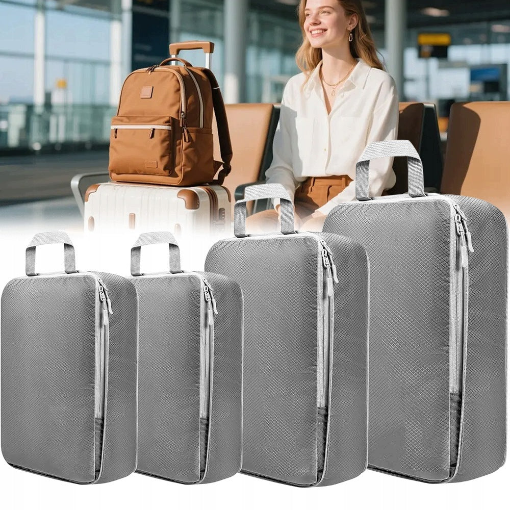 SET OF 4 TRAVEL COMPRESSION BAGS LUGGAGE ORGANIZER BACKPACK Packaging status original