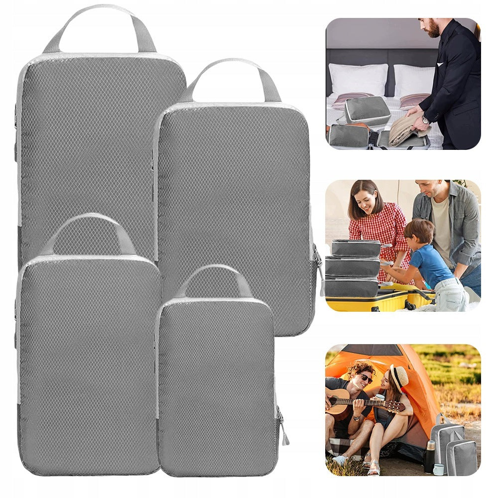 SET OF 4 TRAVEL COMPRESSION BAGS ORGANIZERS WATERPROOF CASE