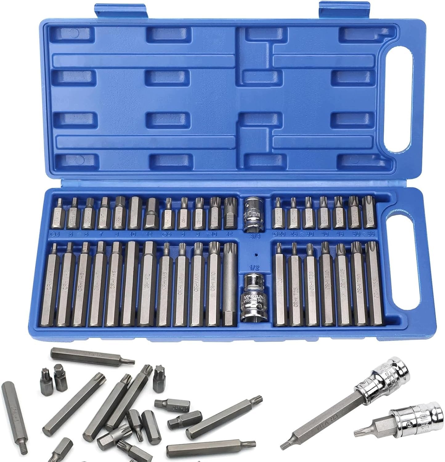 SET OF 40 SOCKET WRENCHES TORX HEX SPLINE SUITCASE BLUE