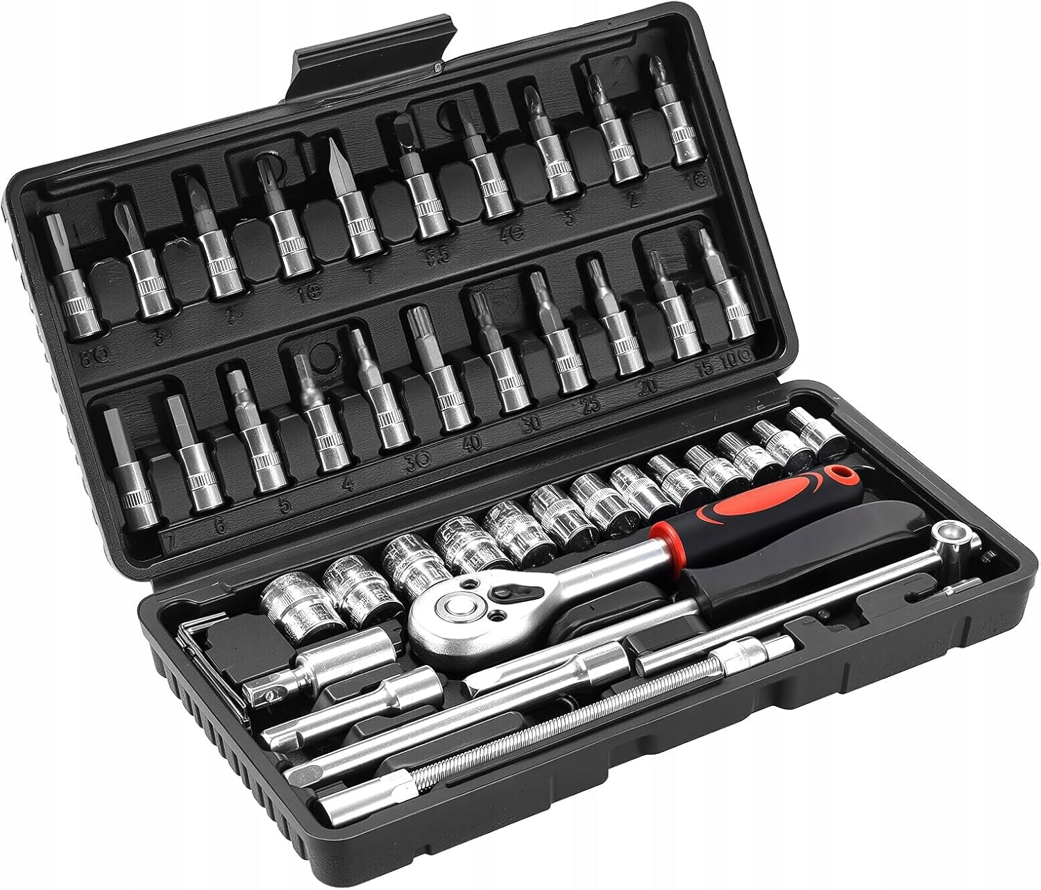 SET OF 46 1/4 INCH SOCKET WRENCHES FOR HOME CAR REPAIRS