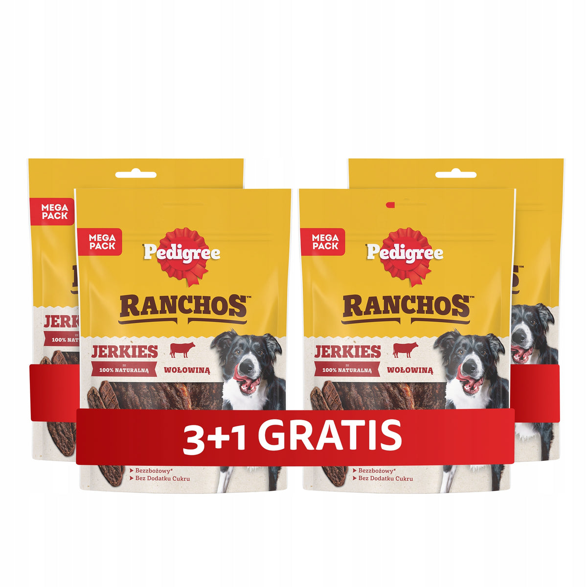 SET OF 4X DOG TREATS PEDIGREE RANCHOS JERKIES WITH BEEF - 180G Volume 0.18 ml