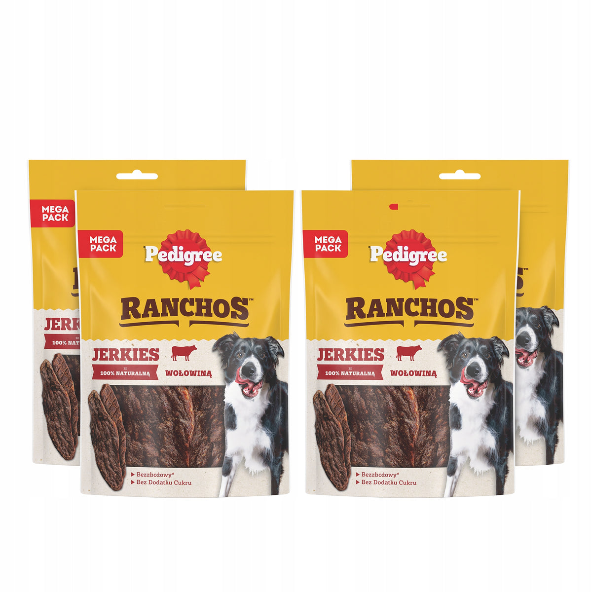 SET OF 4X DOG TREATS PEDIGREE RANCHOS JERKIES WITH BEEF - 180G