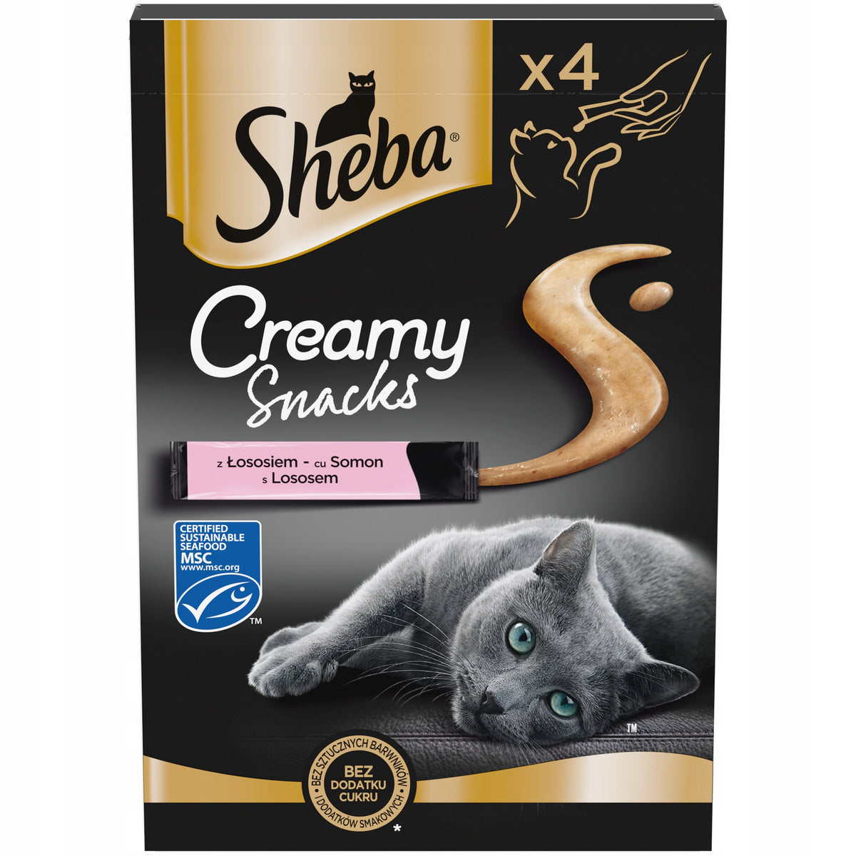 SET OF 4X SHEBA CREAMY SNACKS, CREAM CAT TREAT WITH SALMON - 4X12G Manufacturer code 4008429193927