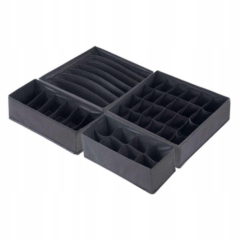 SET OF 4x WARDROBE DRAWER ORGANIZER UNDERWEAR BOXES SOCKS BLACK Manufacturer code 4xORG-CZAR-LN