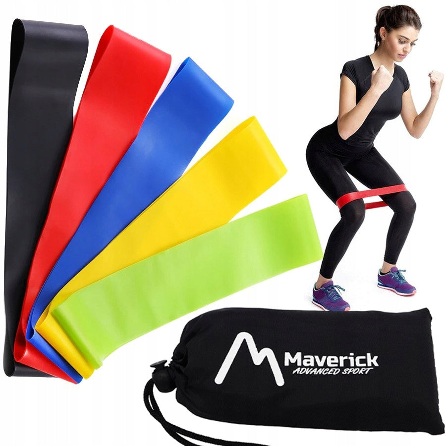 SET OF 5 BANDS OF STRONG RUBBER FOR EXERCISE AND FITNESS Color multicolor