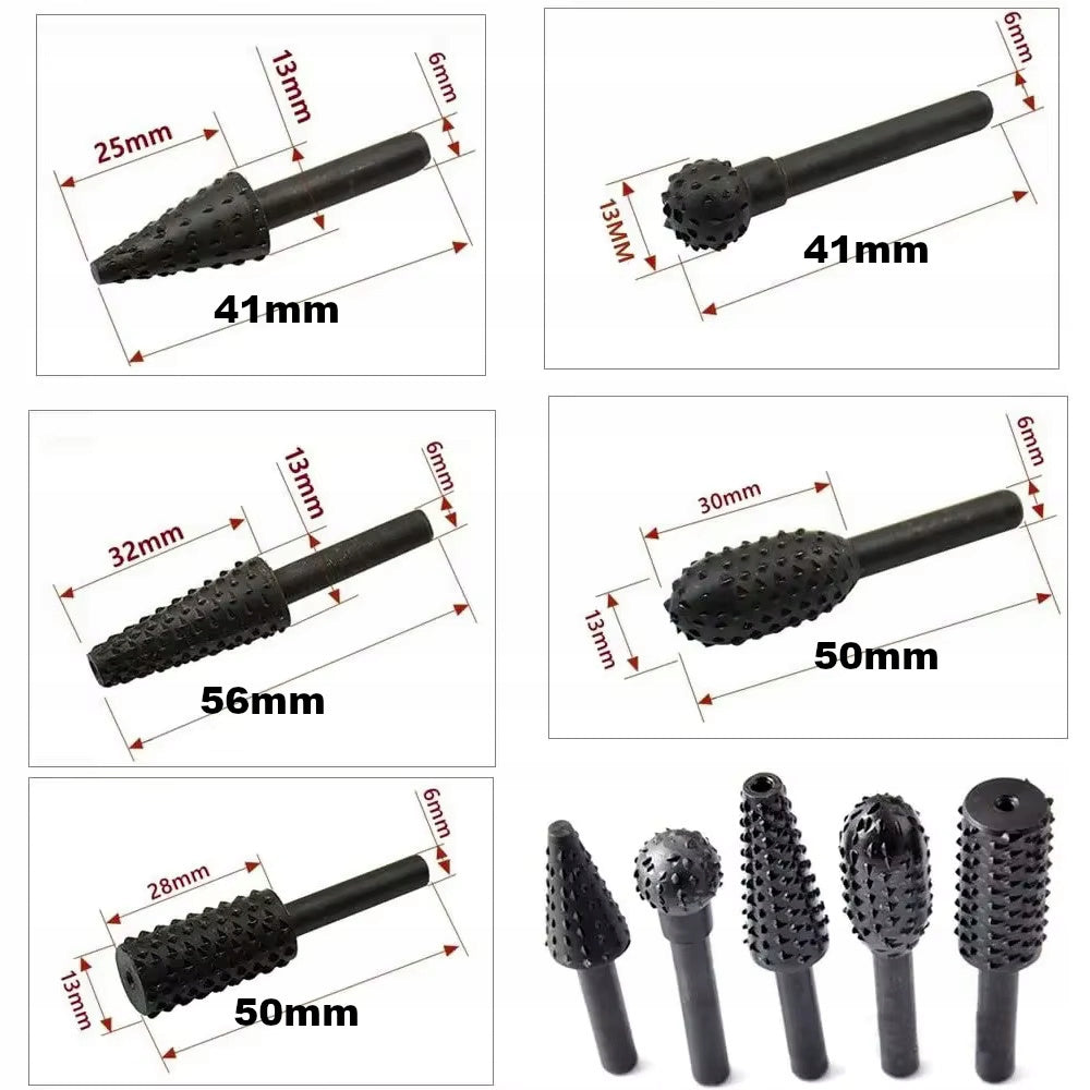 SET OF 5 DRILL BITS FOR WOOD CARVING CUTTER STRIPPER FILE HSS Brand no brand
