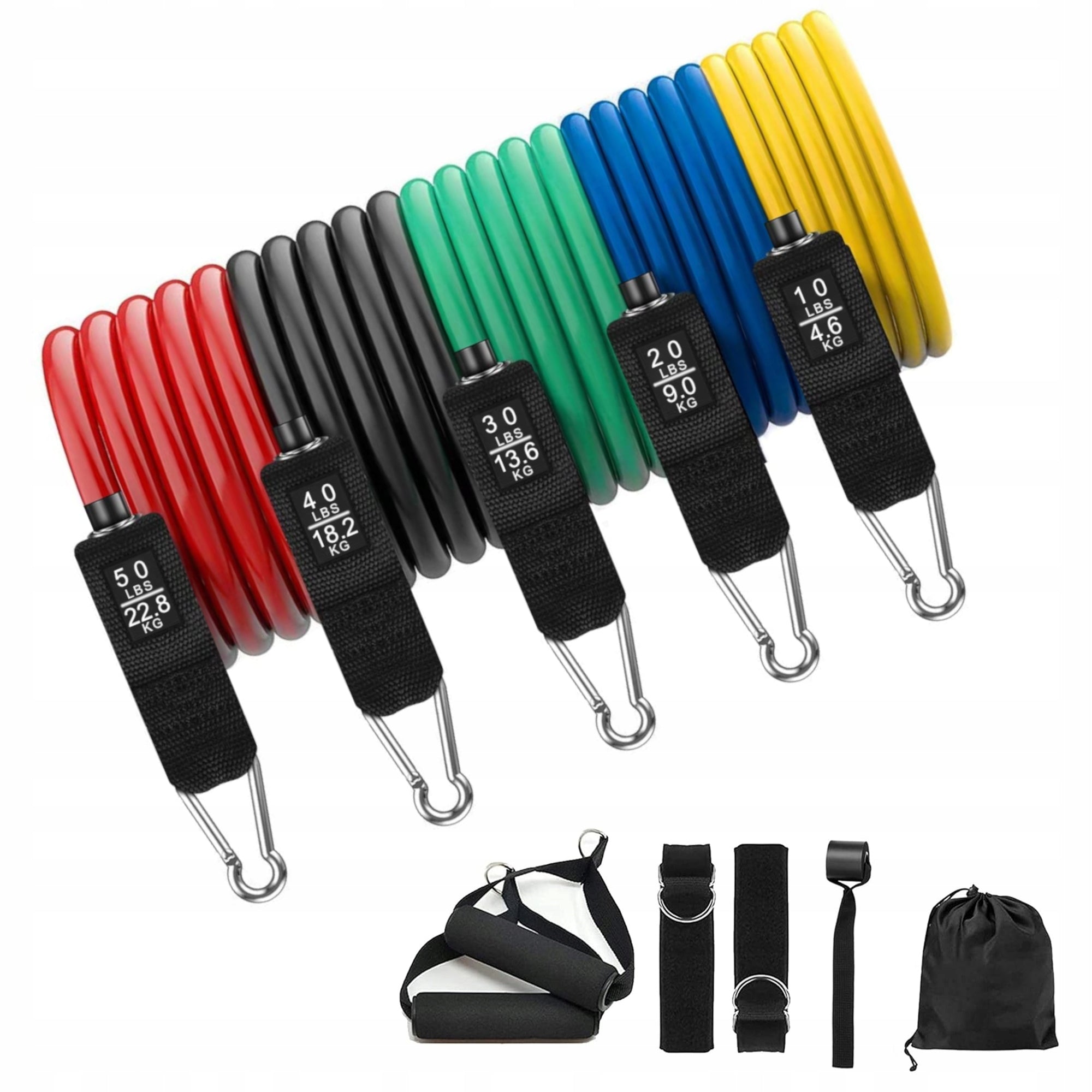 SET OF 5 EXERCISE GUMS Resistance Rubbers Multifunctional Adjustable Expander Manufacturer code Zestaw do ćwiczeń EKSPANDER ekspandery gumowe
