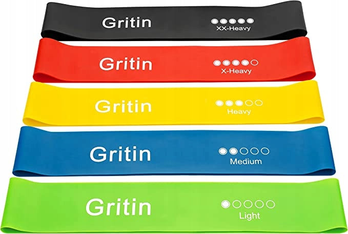 SET OF 5 EXERCISE RUBBER BANDS FITNESS TRAINING Brand Gritin