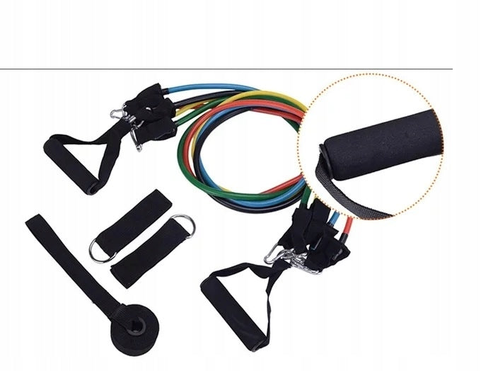 SET OF 5 EXERCISE RUBBER RESISTANCE TRAINING FITNESS CROSSFIT Length 100 cm