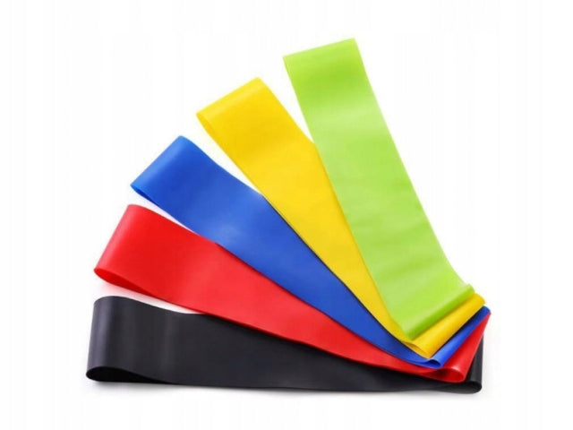 SET OF 5 EXERCISE RUBBERS MINI BAND FITNESS STRETCHING TAPE