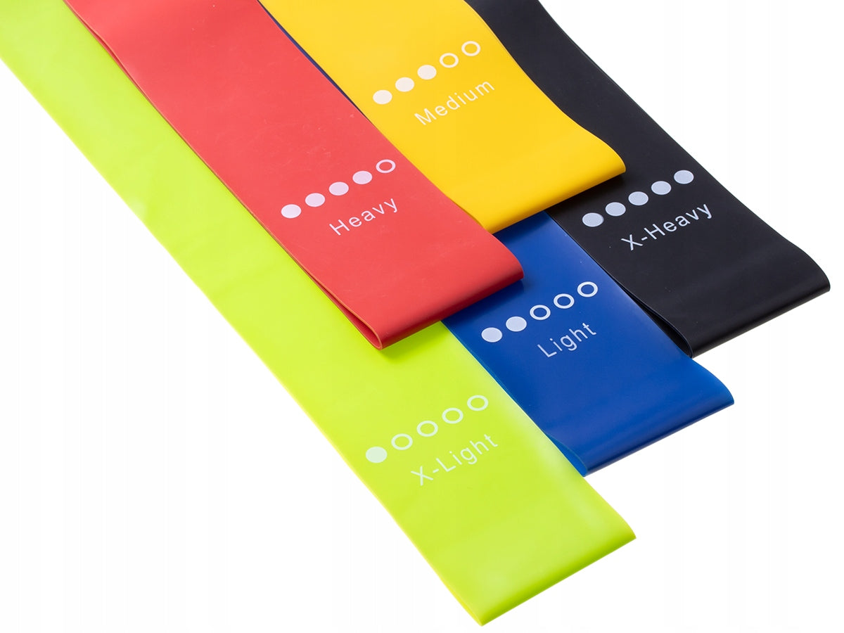 SET OF 5 EXERCISE RUBBERS MINI BAND FITNESS TAPE Brand Magboss