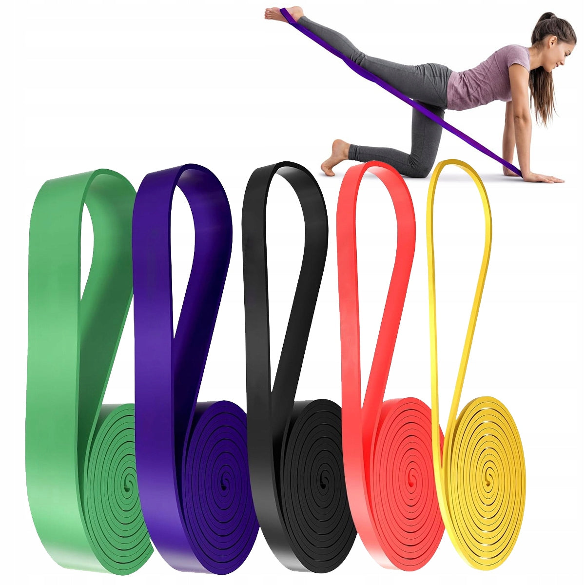SET OF 5 EXERCISE RUBBERS POWER BAND RESISTANCE BANDS FITNESS TRAINING