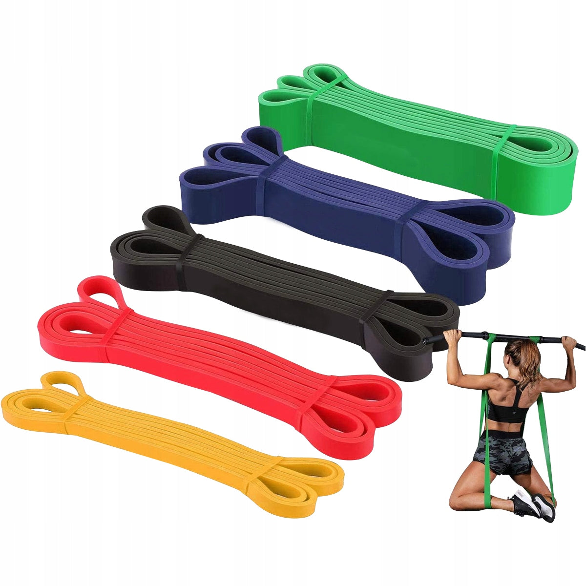 SET OF 5 GUM POWER BAND , Resistance Exercise Tapes, Pull-Ups