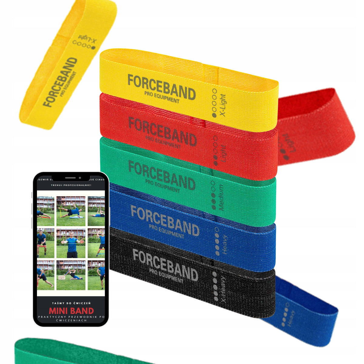 SET OF 5 MATERIAL TAPES MINI BAND COLOR 32cm x 5,8cm Forceband