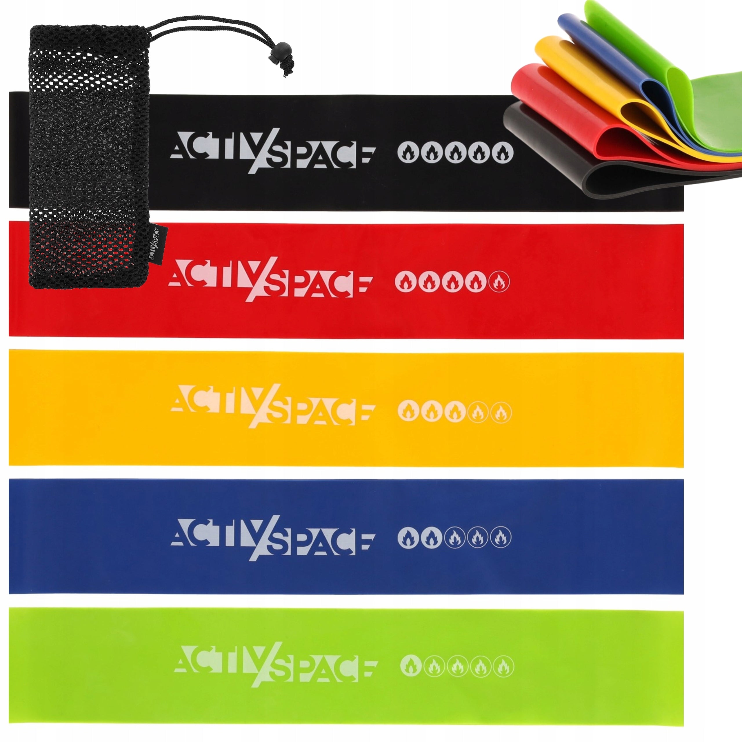 SET OF 5 MINI BAND RESISTANCE BANDS FOR TRAINING STRETCHING EXERCISES PRO