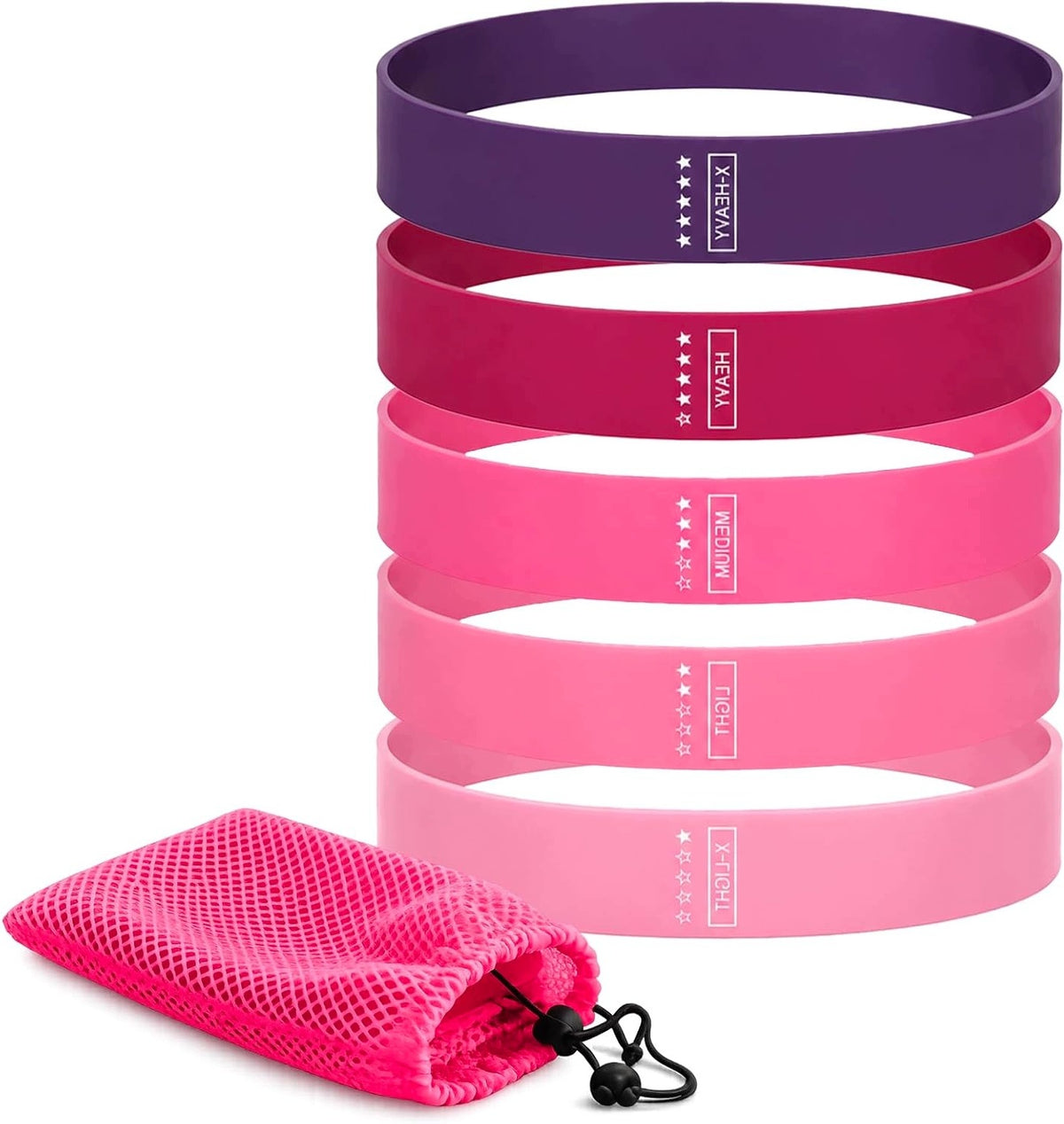 SET OF 5 MINI LOOP RESISTANCE BANDS WITH X-LIGHT FOR FULL BODY EXERCISES 5-