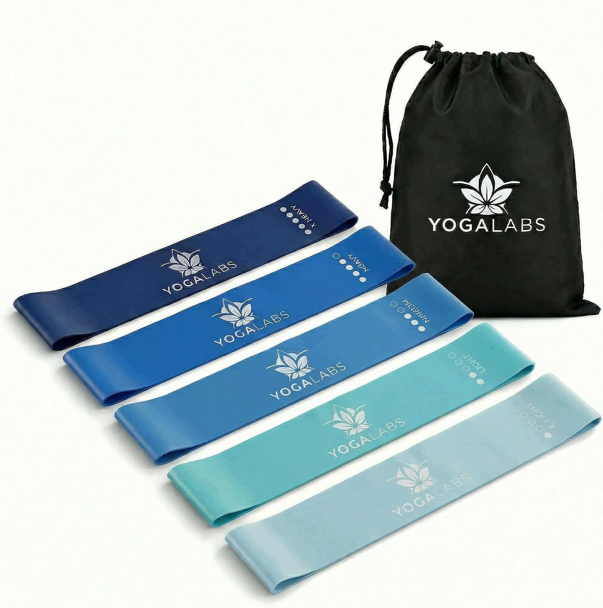 SET OF 5 NATURAL LATEX FITNESS RESISTANCE BANDS IN 5 THICKNESSES Width 50 mm