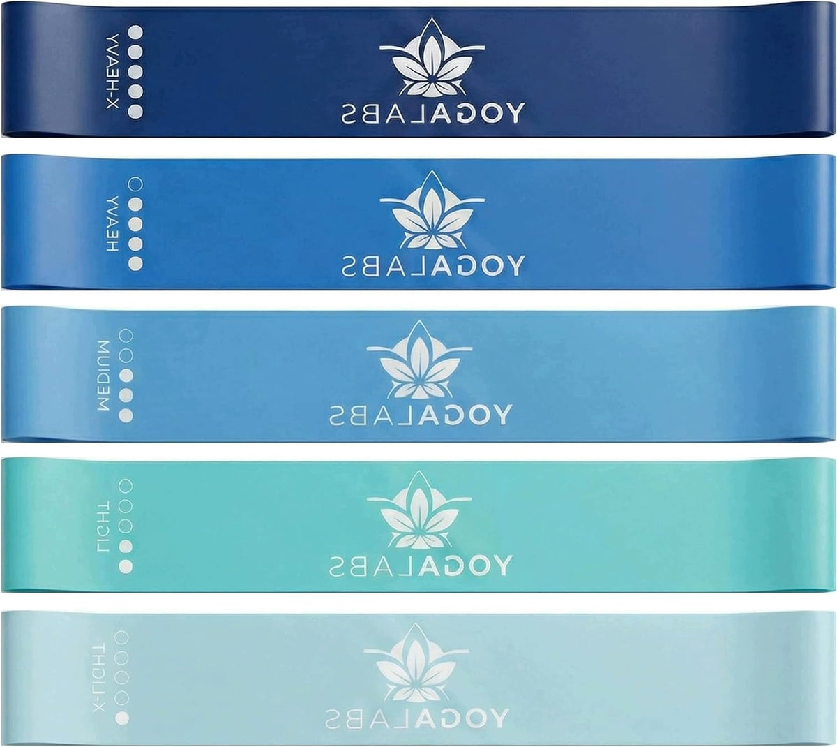 SET OF 5 NATURAL LATEX FITNESS RESISTANCE BANDS IN 5 THICKNESSES